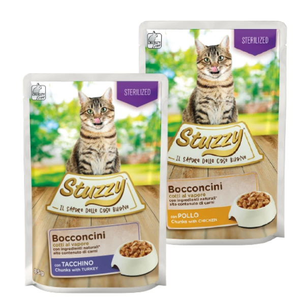 Stuzzy Cat Bocconcini Sterilized Cotti Al Vapore 85 Gr - Tacchino 3 Stuzzy Cat Bocconcini Sterilized Cotti Al Vapore 85 Gr - Tacchino