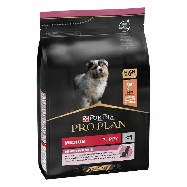 Purina Pro Plan Sensitive Skin Medium Puppy Crocchette Cane Salmone - 3 Kg 3 Purina Pro Plan Sensitive Skin Medium Puppy Crocchette Cane Salmone - 3 Kg
