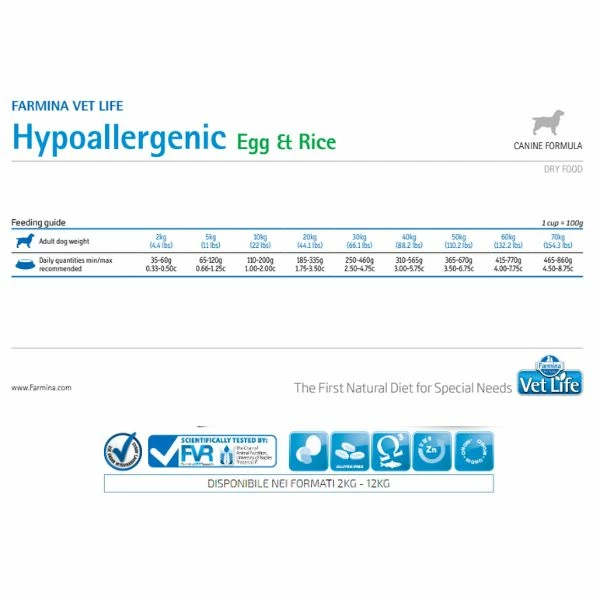 Farmina Vet Life Canine Hypoallergenic Uova & Riso - 2 Kg 4 Farmina Vet Life Canine Hypoallergenic Uova & Riso - 2 Kg - immagine 2