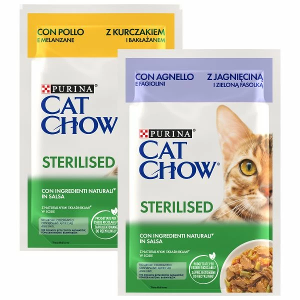 Purina Cat Chow Sterilised Cibo Umido Per Gatti 85 Gr - Agnello E Fagiolini 3 Purina Cat Chow Sterilised Cibo Umido Per Gatti 85 Gr - Agnello E Fagiolini