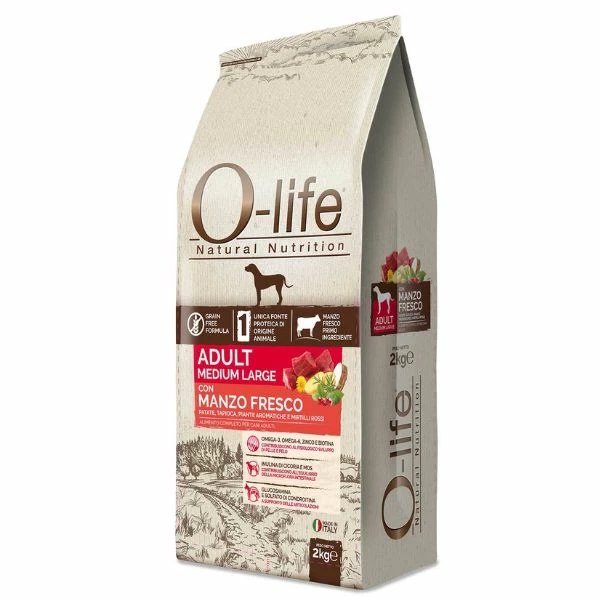 O'life O-life Dog Grain Free Adult Medium/Large Manzo Fresco - 2 Kg 3 O'life O-life Dog Grain Free Adult Medium/Large Manzo Fresco - 2 Kg