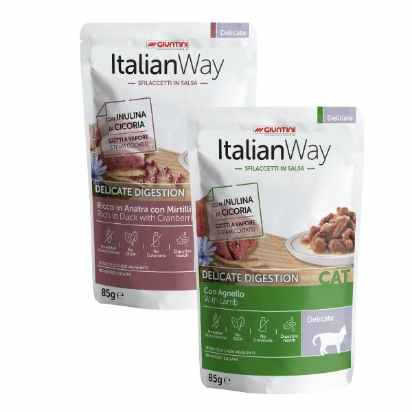 Italian Way ItalianWay Cat Sfilaccetti In Salsa Delicate Digestion 85 Gr - Anatra E Mirtilli 3 Italian Way ItalianWay Cat Sfilaccetti In Salsa Delicate Digestion 85 Gr - Anatra E Mirtilli