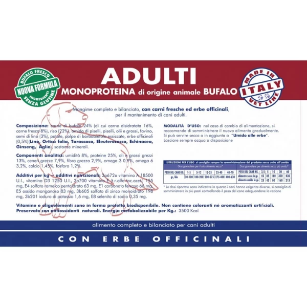 Vet Line Secco Monoproteico Cane Adult Bufalo - 3 Kg 4 Vet Line Secco Monoproteico Cane Adult Bufalo - 3 Kg - immagine 2