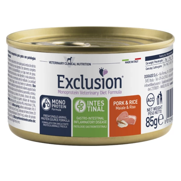Exclusion Diet Cat Intestinal Maiale E Riso - 85 Gr 3 Exclusion Diet Cat Intestinal Maiale E Riso - 85 Gr