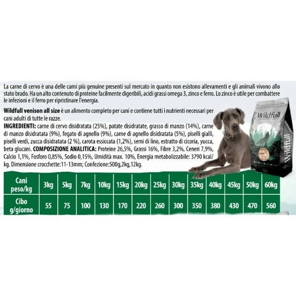Wildfull Grain Free Adult All Breeds Cervo - 2 Kg 4 Wildfull Grain Free Adult All Breeds Cervo - 2 Kg - immagine 2
