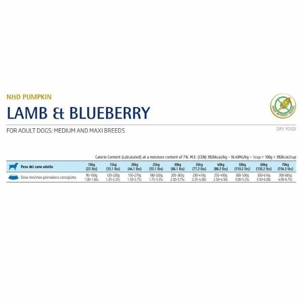 Farmina N&D Grain Free Pumpkin Puppy Medium/Maxi Agnello E Mirtillo - 2,5 Kg 4 Farmina N&D Grain Free Pumpkin Puppy Medium/Maxi Agnello E Mirtillo - 2,5 Kg - immagine 2