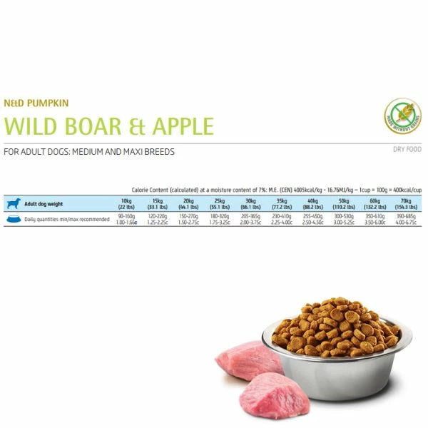 Farmina N&D Grain Free Pumpkin Adult Medium/Maxi Cinghiale E Mela - 12 Kg 4 Farmina N&D Grain Free Pumpkin Adult Medium/Maxi Cinghiale E Mela - 12 Kg - immagine 2