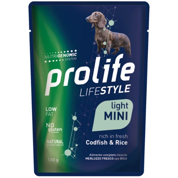 Prolife Lifestyle Cane Adult Light Mini 100 Gr - Merluzzo E Riso 2 Prolife Lifestyle Cane Adult Light Mini 100 Gr - Merluzzo E Riso
